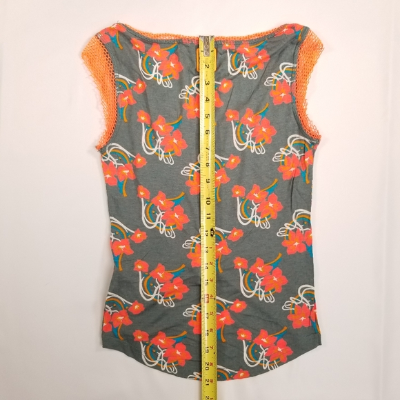 Diesel Women's Tank Top Floral Gray Orange Size XS - Picture 7 of 13